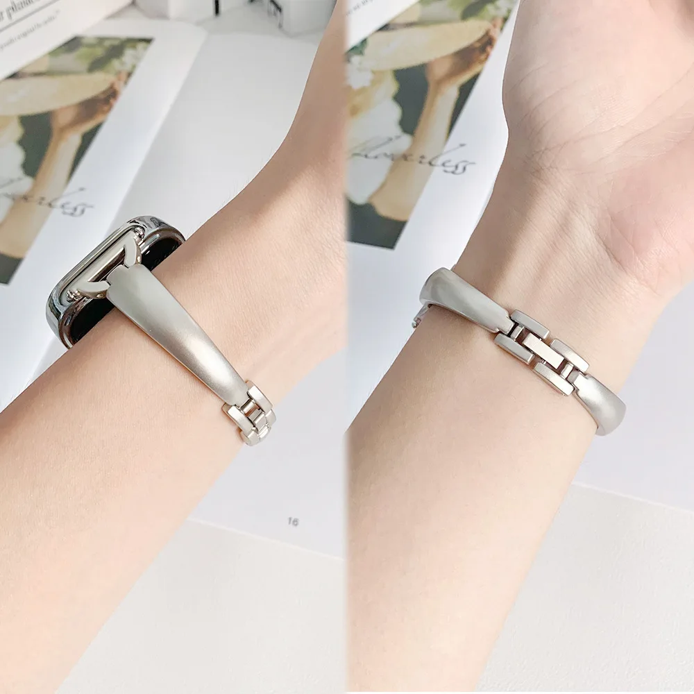 حزام معدني للنساء لساعة أبل 10 9 8 باند 42 ملم 46 ملم 41 ملم 45 ملم 40 ملم 44 ملم 49 ملم سوار iWatch Series 7 Se 6 5 Ultra Watchband