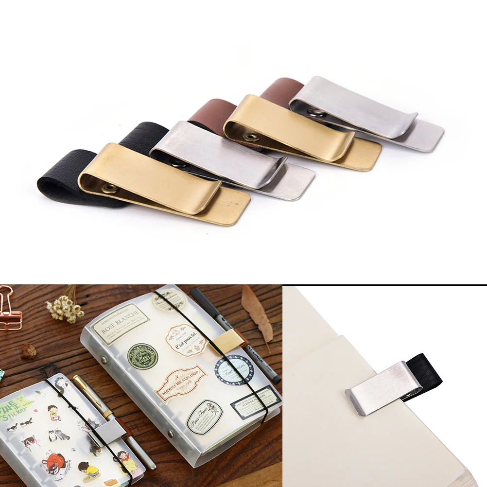 Metal Leather Pen Holder Brass And Stainless Steel Pencil Clip For Genuine Leather Notebook Journal Diary