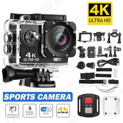 Action Camera 4K Ultra HD Waterproof 2.0-inch Screen WiFi Remote Control 30fps/170D Underwater Helmet Sports Go Video Camera Pro