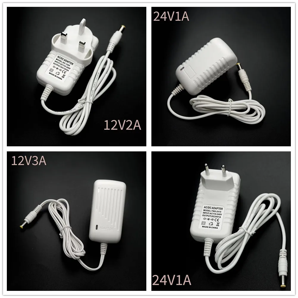 DC12V 1A 2A 3A Adapter Power Supply White Cover 12V Transformer For LED String LED Strip Light Bar Light LED Driver US / EU Plug