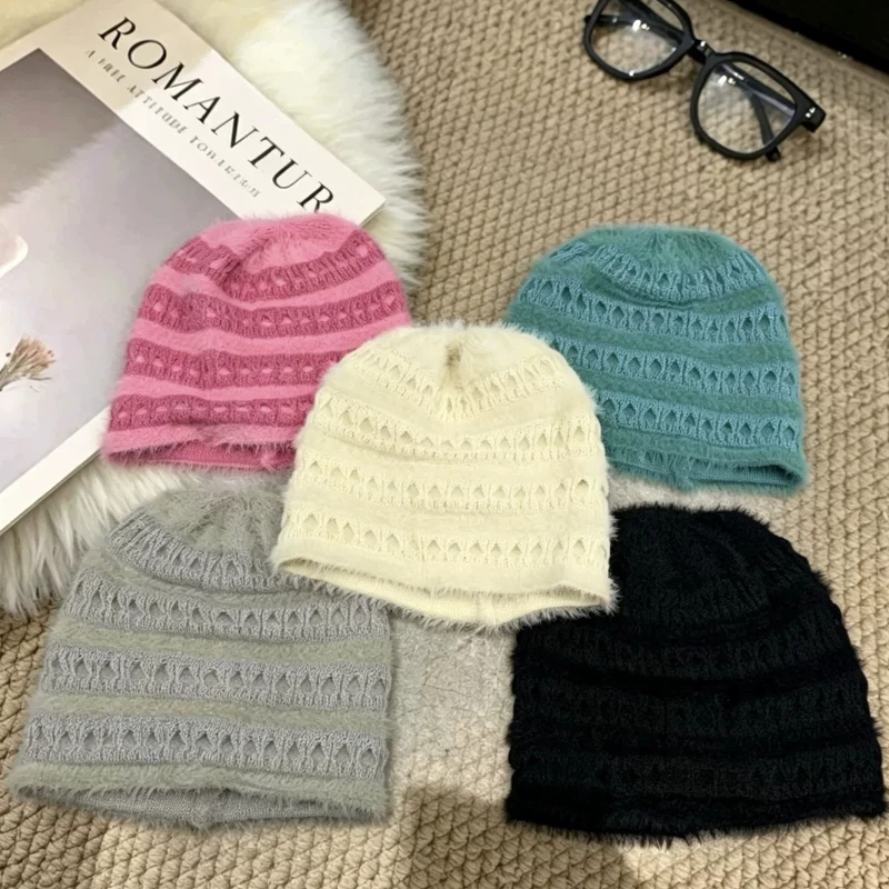 Новые корейские пушистые вязан – обзор и цена Beanie Cuffed Knit