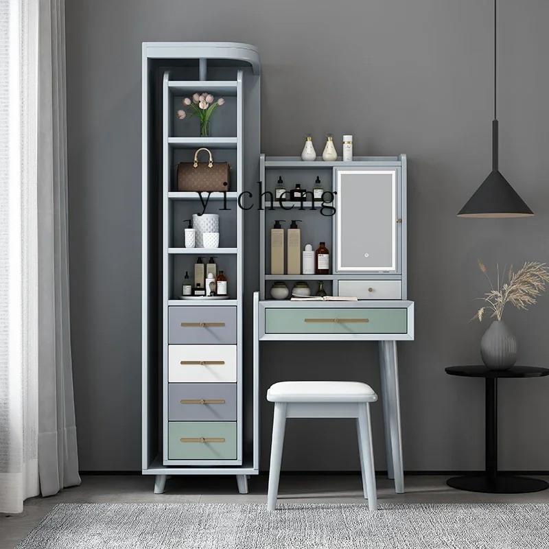 A1 Massivholz-Kommode mit Ganzkörperspiegel Integrierter Luxus-Schminktisch Schlafzimmer Einfach Modern Ganzkörperspiegel Schminktisch