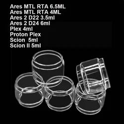 Tanque de vidrio de burbujas de 5 piezas para Innokin Ares MTL RTA, 4ML, 6,5 ML, Ares 2 D22, 3,5 ml, Ares 2 D24, 6ml, Scion 2 Proton Plex