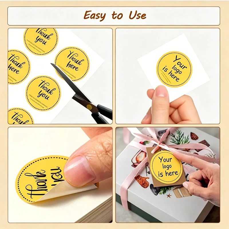 Custom Your Logo Border Round Stickers Personalized Brand Name Image Gift Box Shipping Package Sealing Stickers Jar Tags view 2