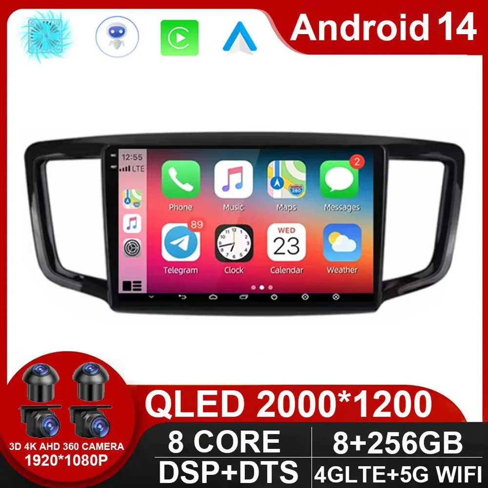 

Автомобильный радиоприемник для Honda Odyssey 5 RC 2013 - 2019 Android 14 QLED Авторадио GPS-навигация беспроводной Carplay мультимедиа без DVD