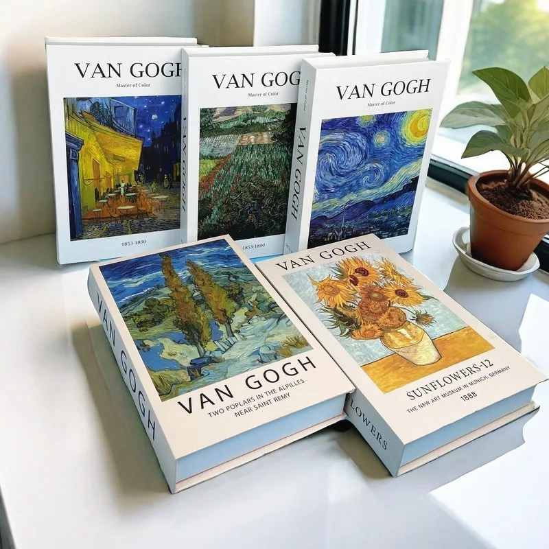 Van Gogh Monet Luxury Fake Book Storage Box Abstract Decorative Books Coffee Table Living Room Interior Home Decoration Ornament