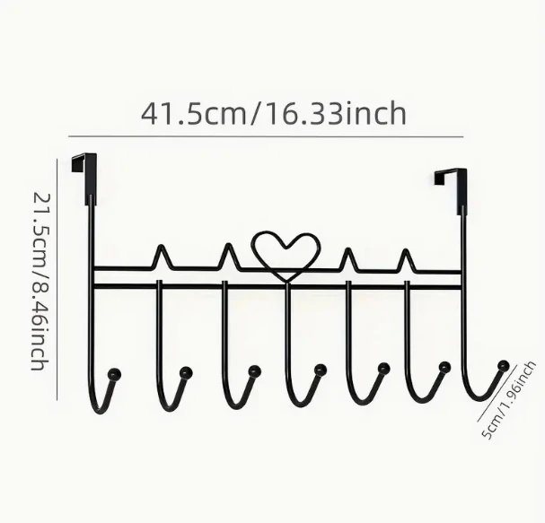 Household Hanging Door Hanger Metal Heart-Shaped Bracket Removable Storage Rack Simple Style Home Wall Creative Decoration Rack