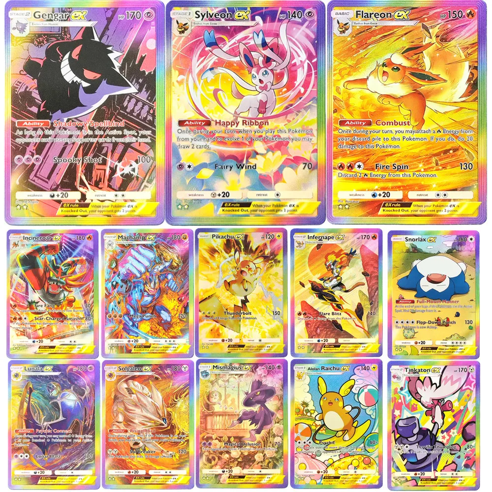 

50-стильные карманные карты Pokemon Tcg, супер редкие Golgaleo Lunala Palkia Arceus Charizard Ex App, игровая карта