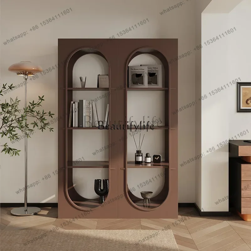 

FGИтальянский минималистичный книжный шкаф из цельного дерева для хранения в гостиной, настенный книжный шкаф