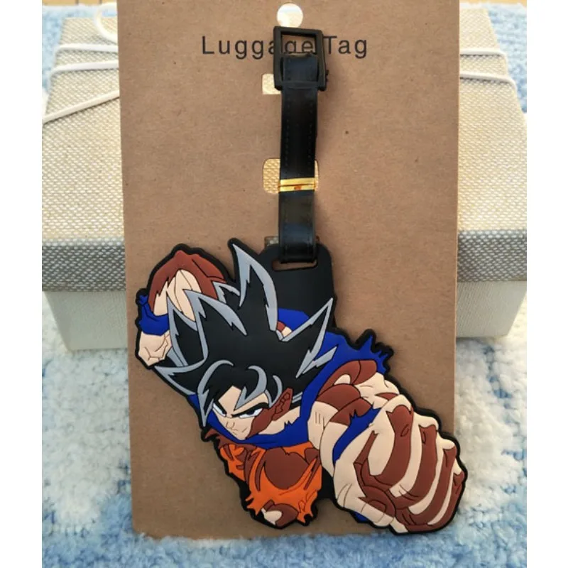 Dragon Ball Son Goku Cartoon Anime Silica Gel Luggage Tag for Suitcase Baggage Handbag Tags Travel Bag Luggage Tag Birthday Gift