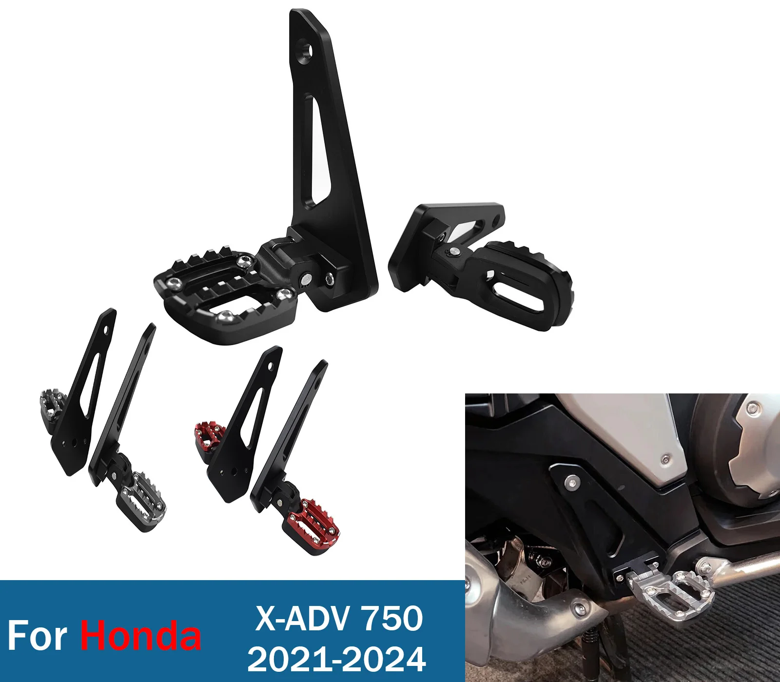 

Для Honda XADV 750 2021-2024 складная подставка для ног, аксессуары, складные задние подножки, подставка для ног пассажира, педаль, подножки
