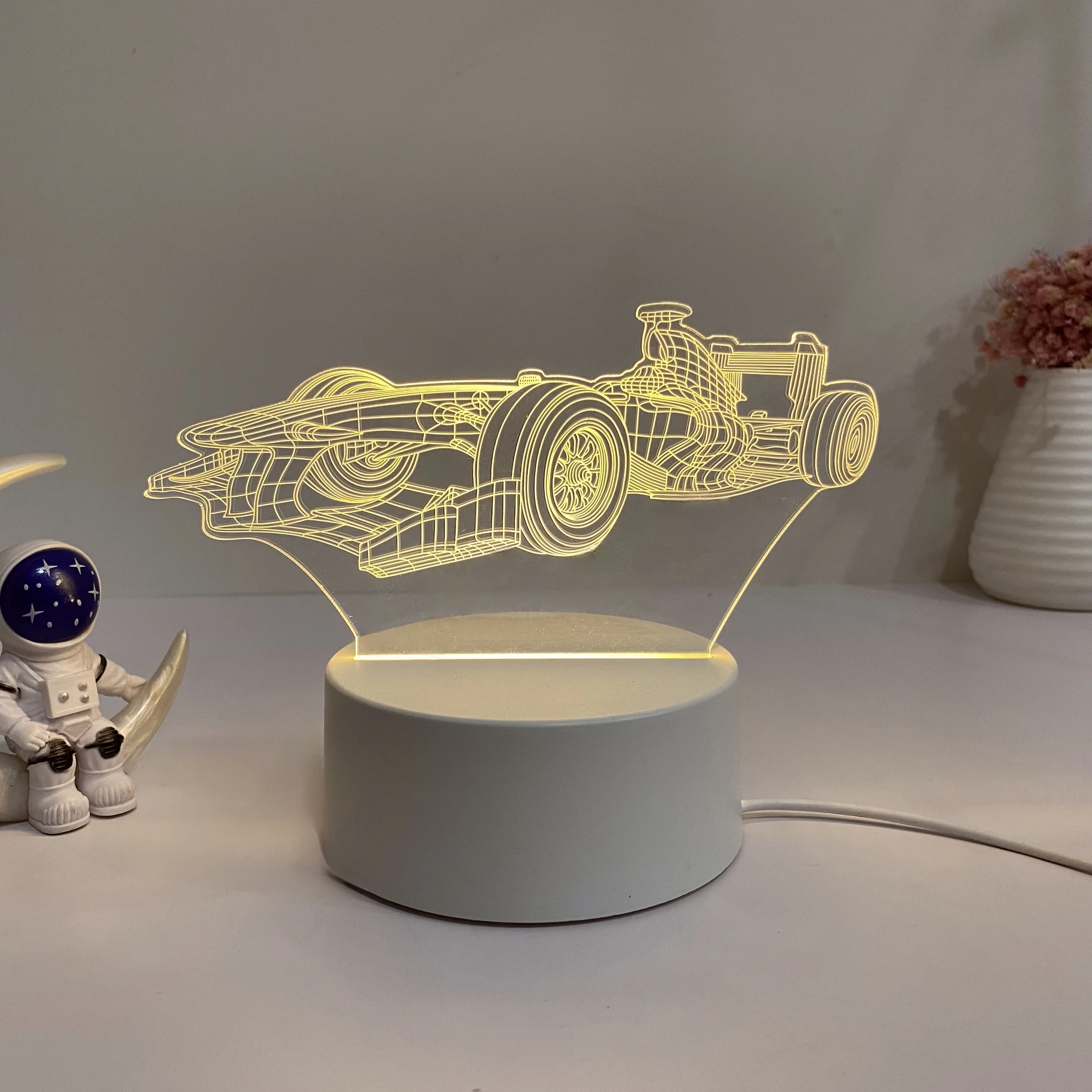 1pcs sports car modeling 3D nightlight, USB interface, Thanksgiving, holiday gift table light for friends.