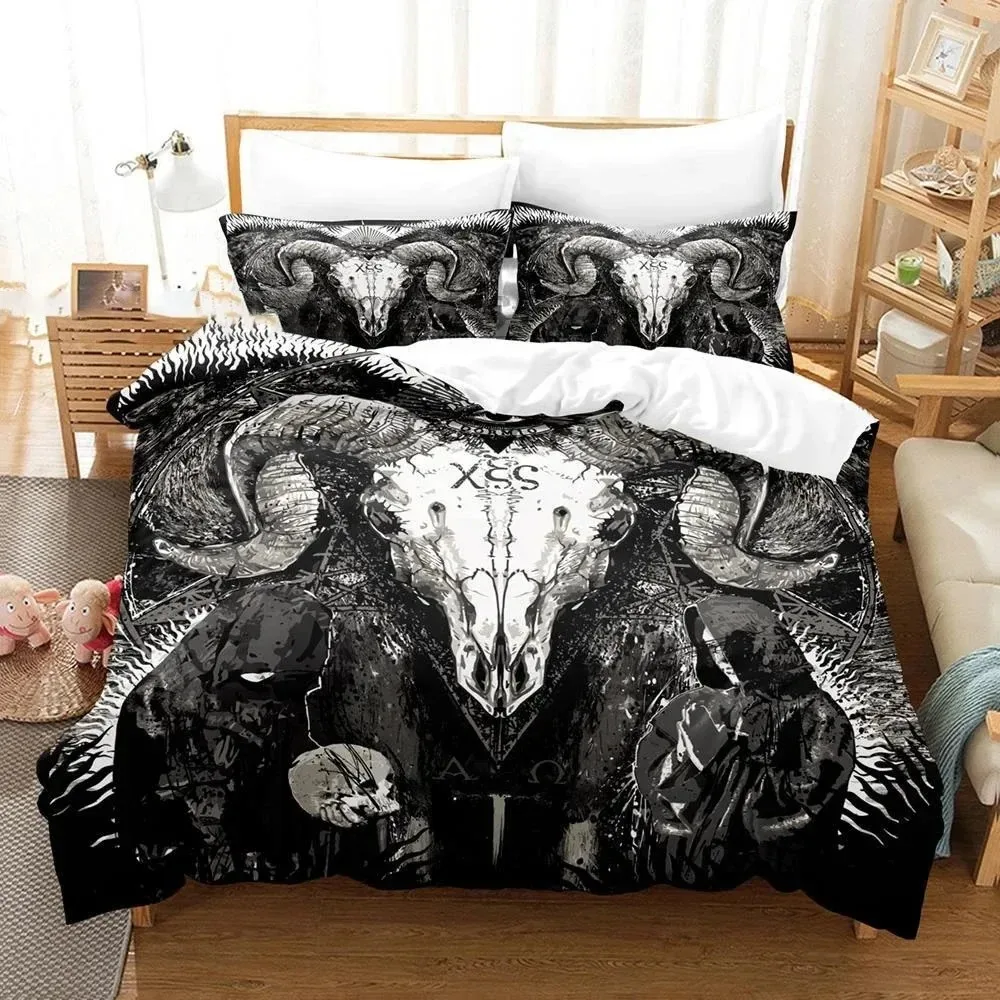 

Dark Satanic Bedding Set Boys Girls Twin Queen Size Duvet Cover Pillowcase Bed Kids Adult Fashion Home Textileextile