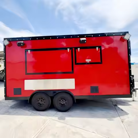 Customized Food Truck Trailer Outdoor Mobile Food Truck Tent Caravan for Camping Burger Crepe Coffee Cart