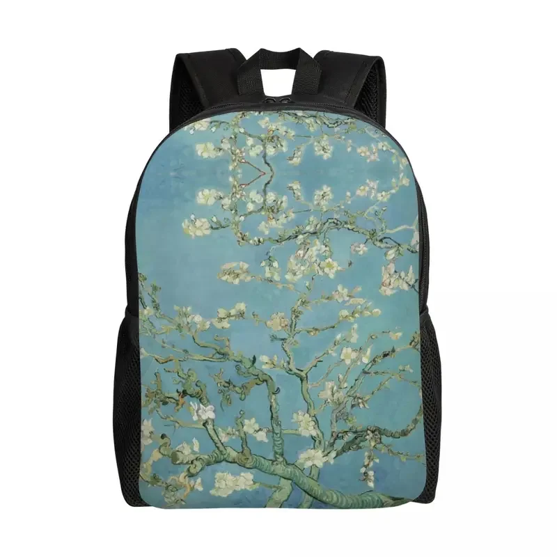 Mochila personalizada con flores de almendra de Vincent Van Gogh para hombre y mujer, bolsa para ordenador portátil, para escuela, estudiante universitario, bolsa de pintura de flores