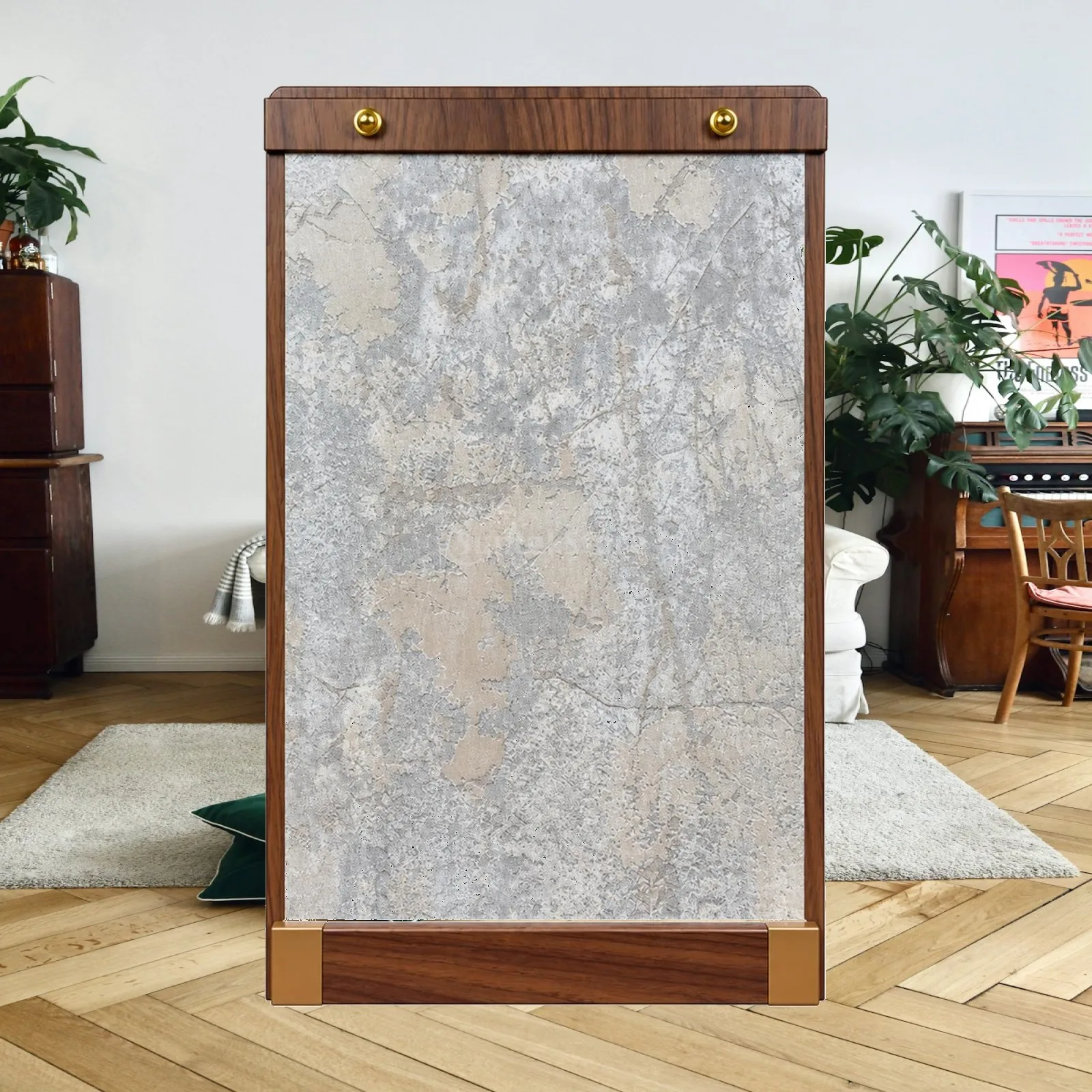 rectangular-nail-art-display-board-with-raised-side-feet-and-wood-grain-frame-for-client-consultations