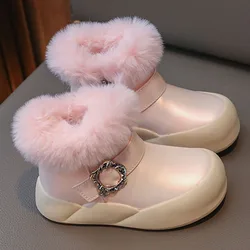 Winter Plush Boots For Teenager Girls Thick Warm Cotton Shoes Anti-slippery Waterproof Snow Boots Luxury Rhinestone Girl's Boots