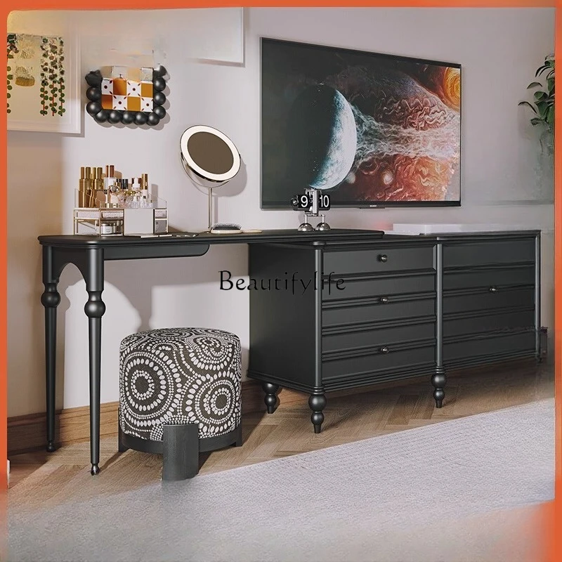 

French retro solid wood dresser integrated bedroom locker