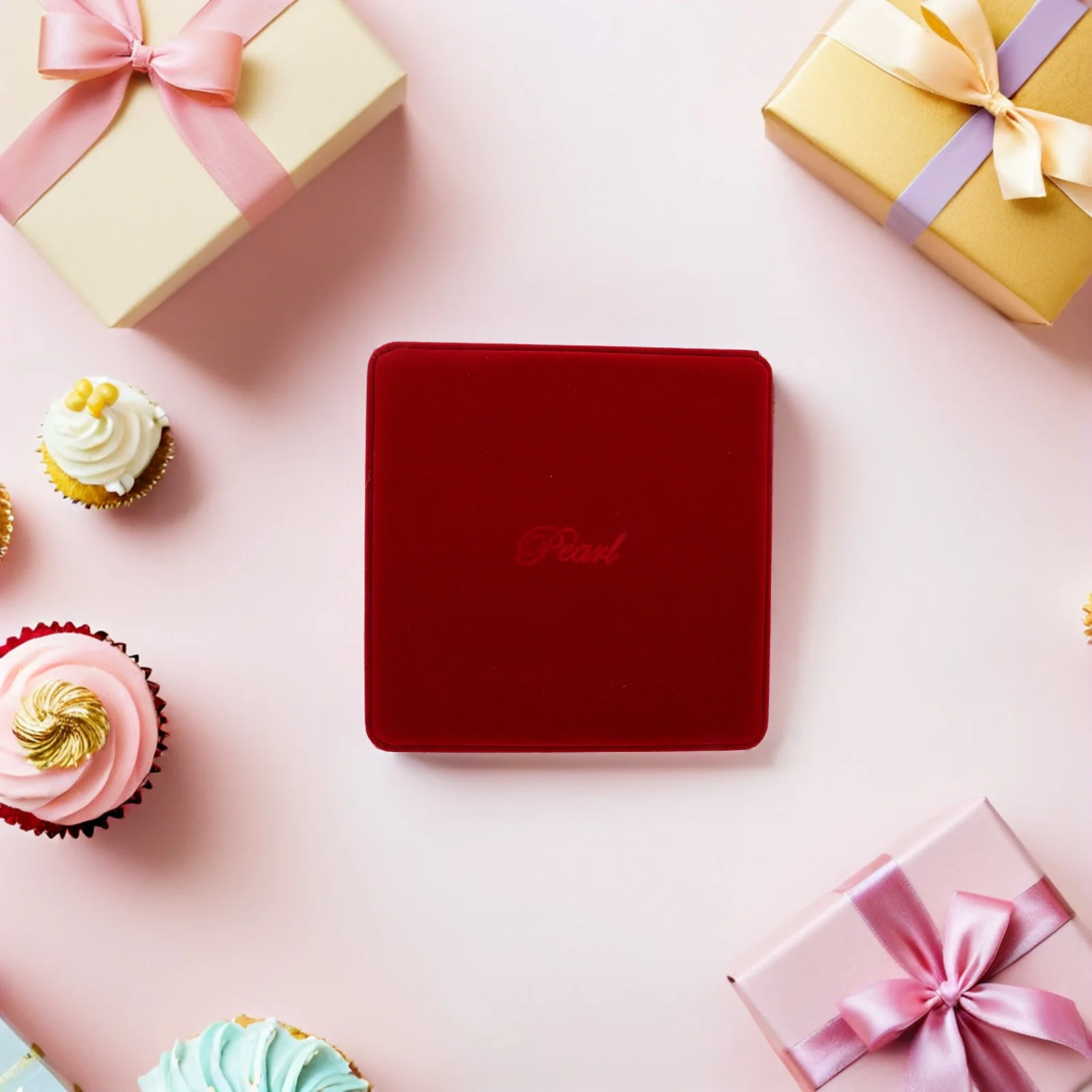 

Pearl Necklace Case Soft Jewelry Storage Box Red Decorative Organizer Travel Packaging Home Display Heart Jewelry Box