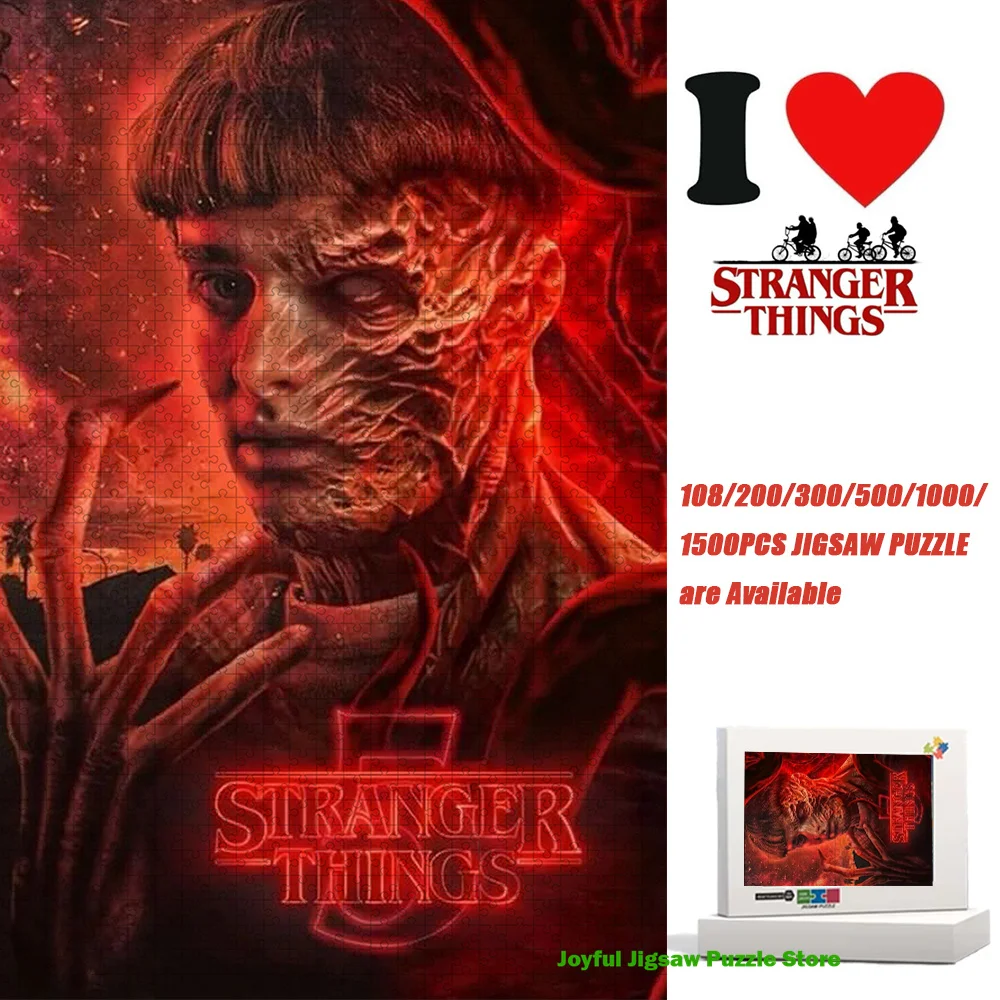 

Stranger Things Jigsaw Puzzle 108/200/300/500/1000/1500Pieces Decompression Toy Educational Game Gift with Box Home Decoration