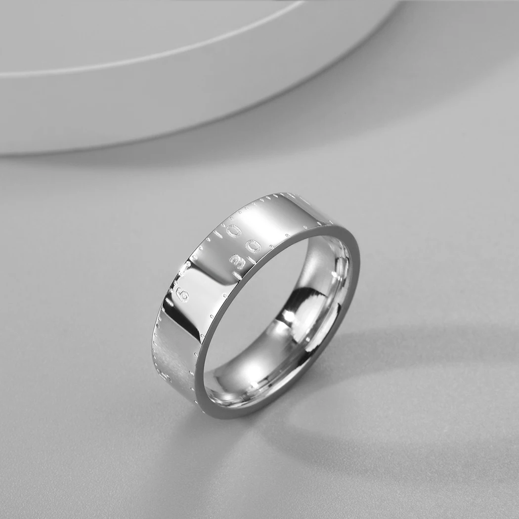 Todorova Simple Stainless Steel Measuring Ruler Streetwear Ring ​For Women Men Elegant Minimalist Jewelry Accessories