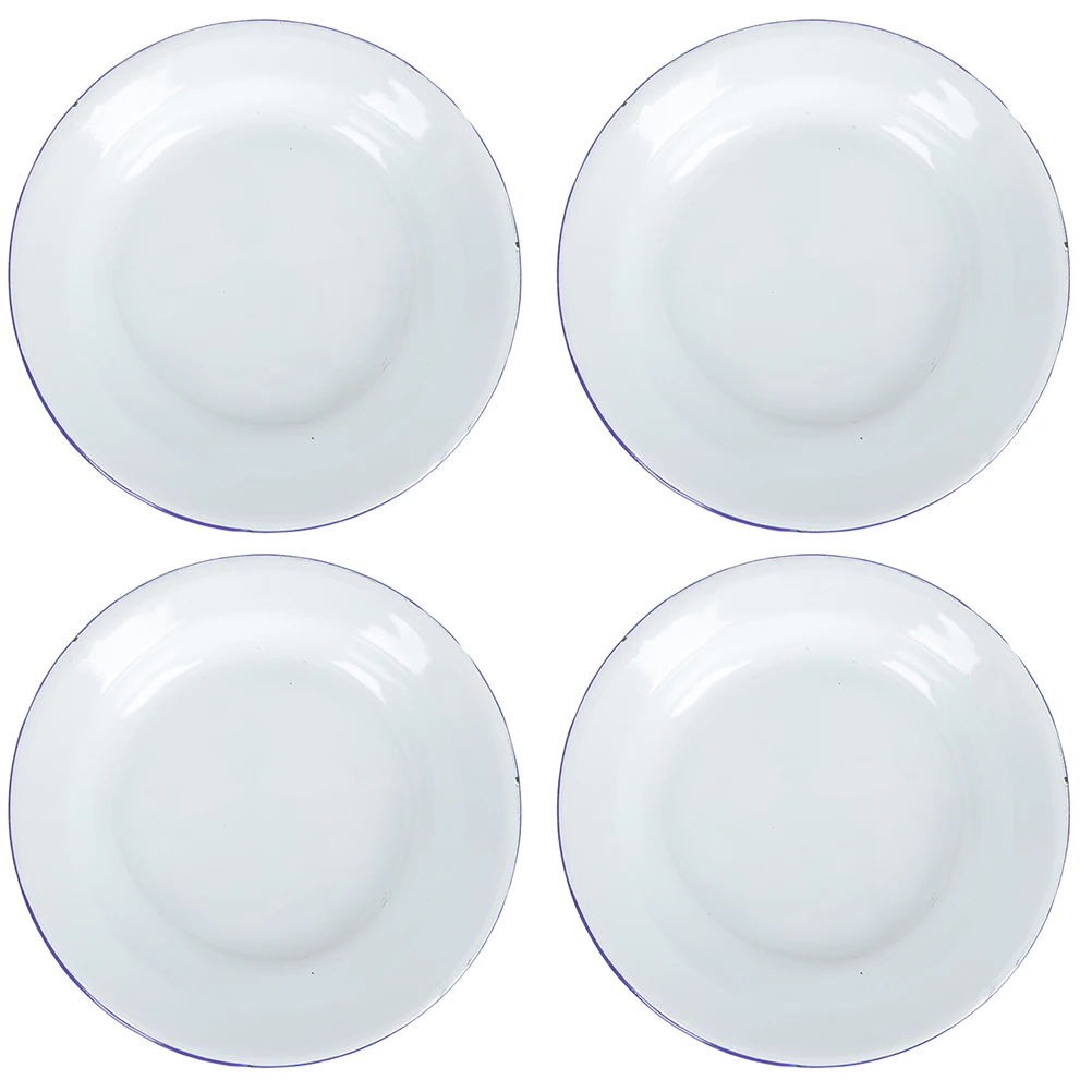 

4 Pcs Enamel Plate Dinner Plates Enameld Vintage Dinnerware Enamal Fruit Enamelware