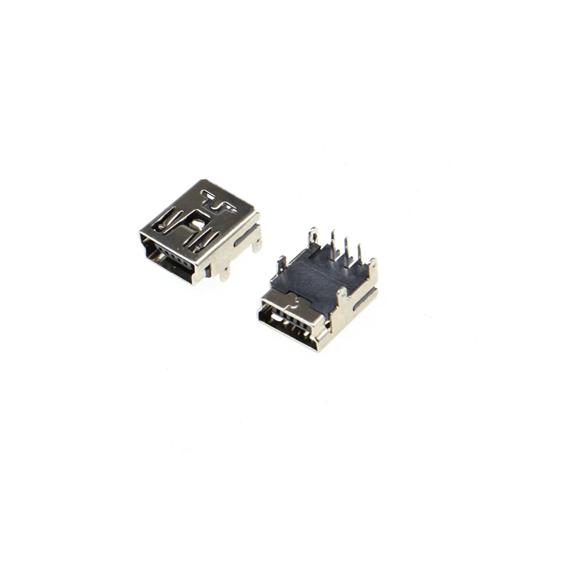 

50pcs Mini Usb Female Socket Connector 5p 5pin 90 Degree 4legs Dip For Mobile Tail Plug