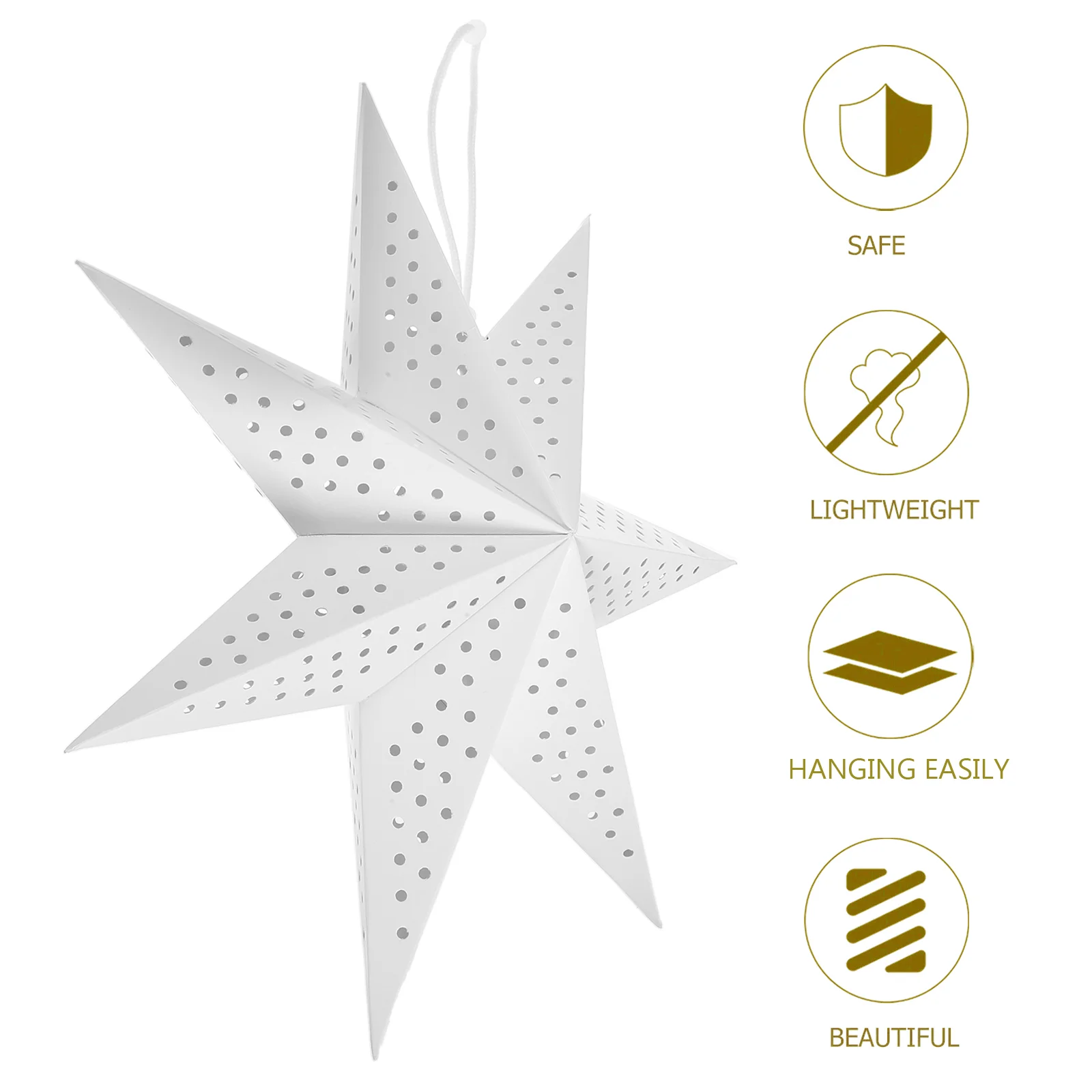 5 ชิ้น Light up Hollow Out Star ตกแต่งโคมไฟกระดาษตกแต่ง 3d ดาวโคมระย้าสีขาว