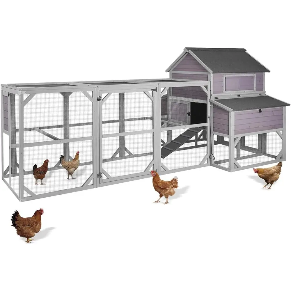 

Spacious Wooden Chicken Coop with 6 Nesting Boxes, Removable Tray, and Waterproof Roof for 8-10 Chickens