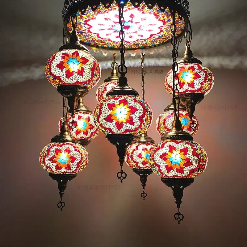 Retro Turkish Handmade Chandelier for Restaurant Cafe Hotel Bar Exotic Pendant Light Fixture