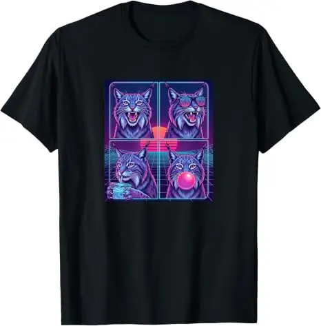 Y2K Katze Tiger Luchs Lustiges Luchs-T-Shirt Humor Niedlicher Tierdruck Grafik Damen Herren Kleidung Baumwolle Mode Streetwear Persönlichkeit – Detail 7