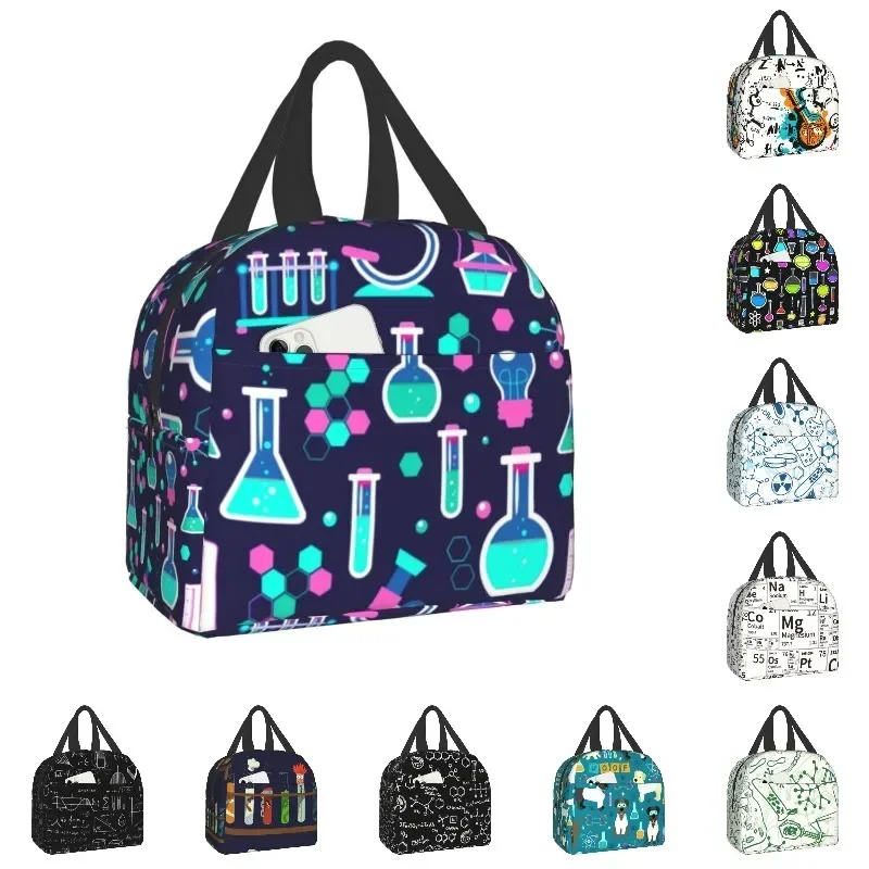 

Розовая научная изолированная сумка для обеда для женщин, химическая лаборатория, химия, технология, портативный термохолодильник, коробка для бенто