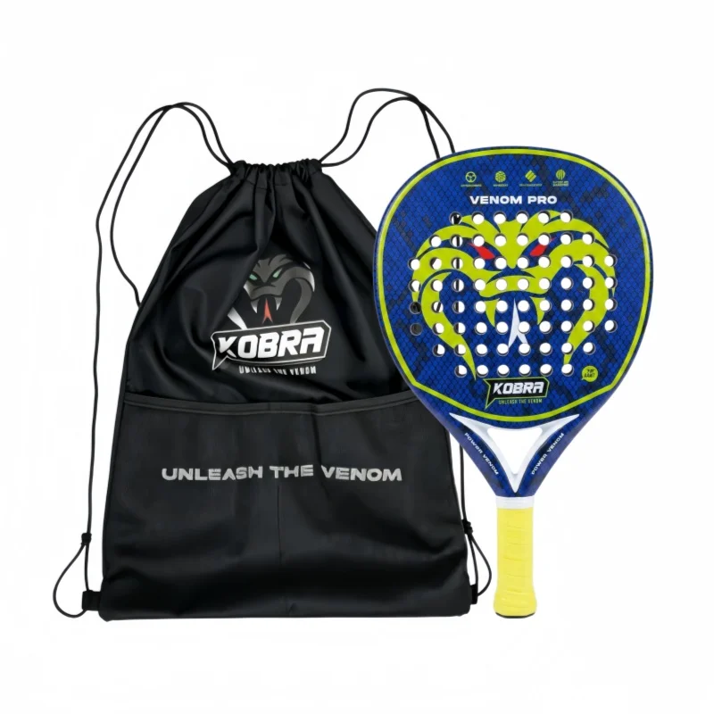 Raqueta de Pádel KOBRA Venom Pro, Tejido de Carbono 12k, Superficie con Diseño de Cabeza de Serpiente 3D, Grosor de 38 mm, 360 g, Ligera, Raqueta Profesional de Tenis de Pádel
