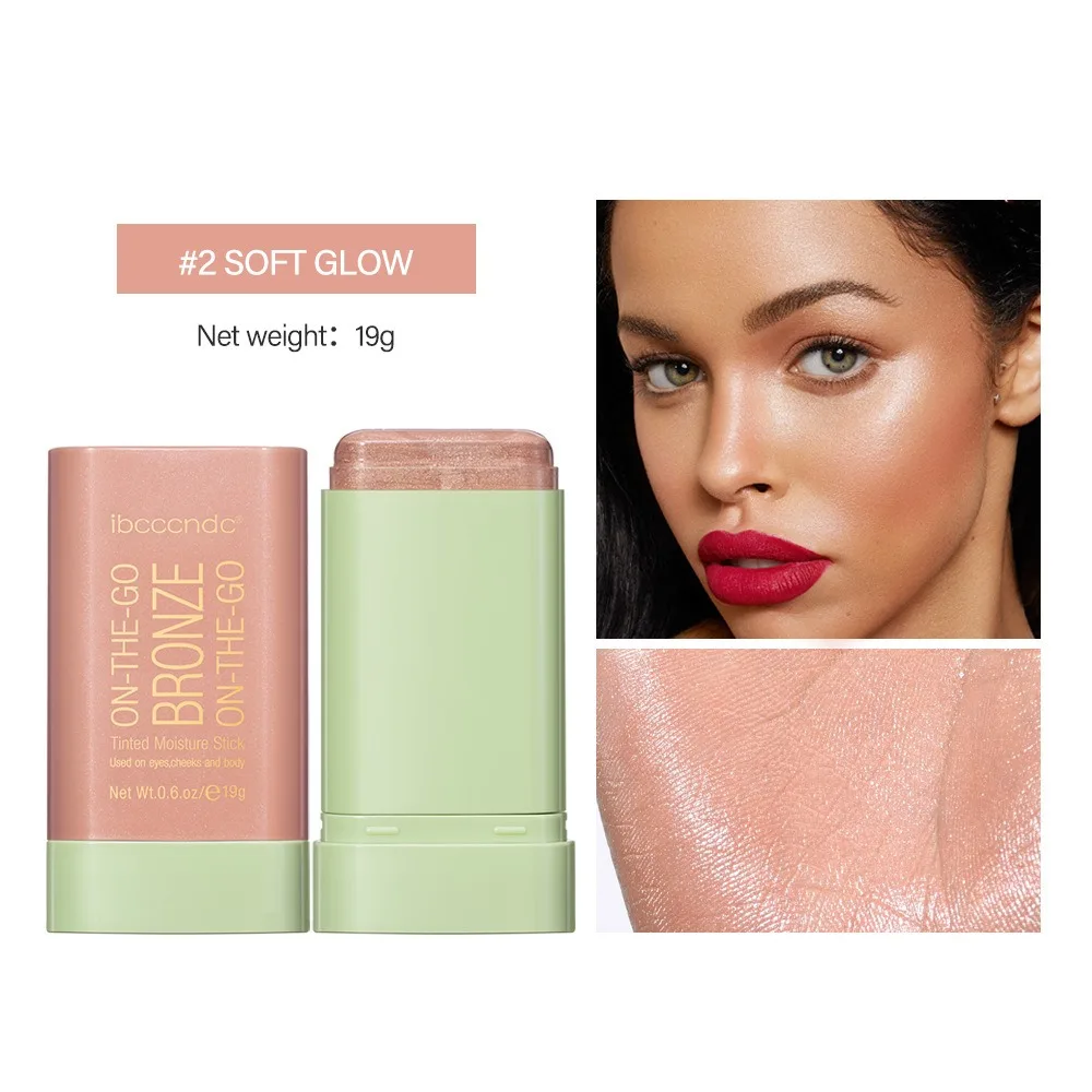 Bastone schiarente per il viso ad alta lucentezza Bronzer per il viso Fard Set di bastoncini per toelettatura Impermeabile Illumina Evidenzia polvere Cosmetici