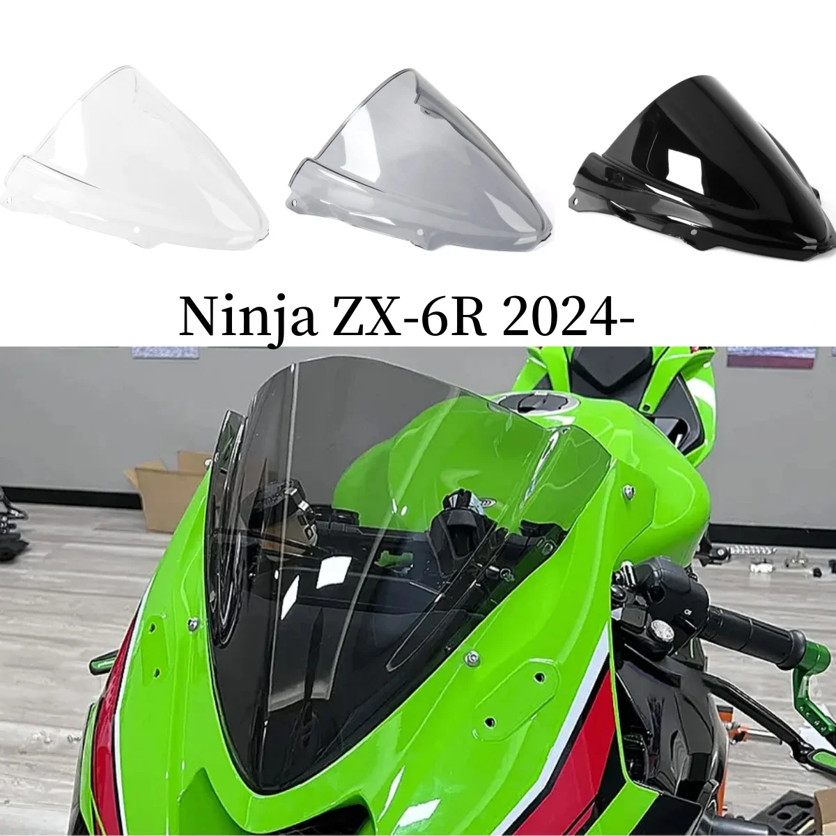 Parabrezza Parabrezza Per Kawasaki NINJA ZX6R ZX-6R ZX 6R Ninja 2024 2025 Moto Vento Deflettore Doppia Bolla Vento schermo