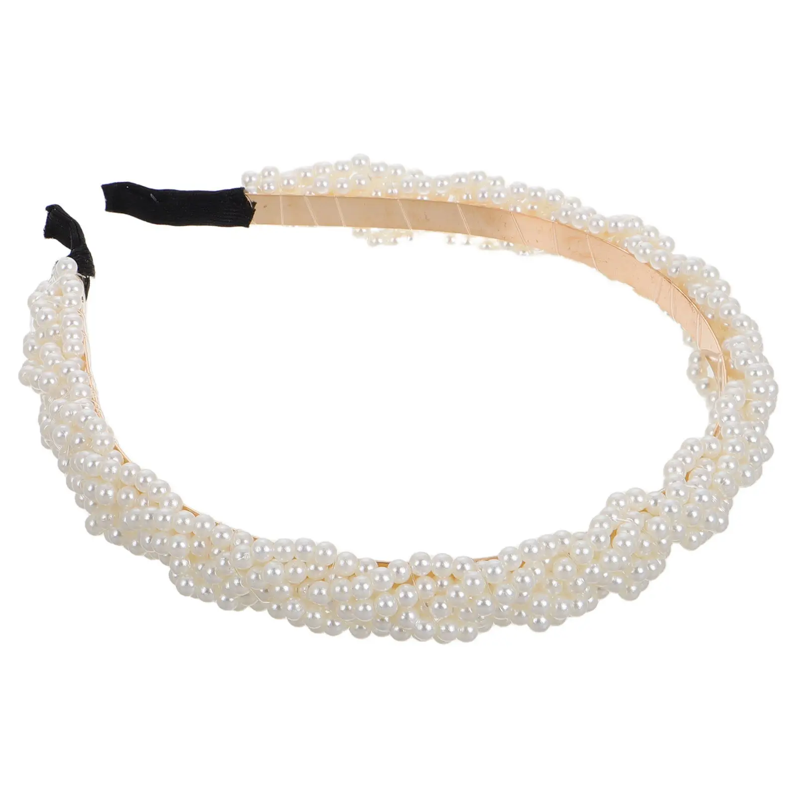 Pearl Headband for Bride Women White Bridal Hair Accessory Elegant Beaded Headpiece Wedding Party Evening Communion First Holy