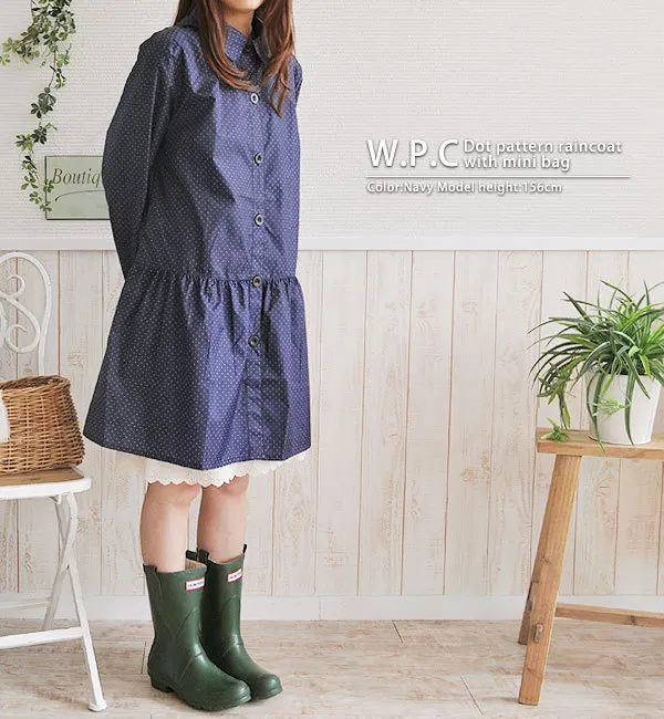 Nylon Raincoat for Women, One-Piece Poncho, Polka Dot, Outdoor Skirt, Swing, Female, Adult, Korean, Simple, Fashion