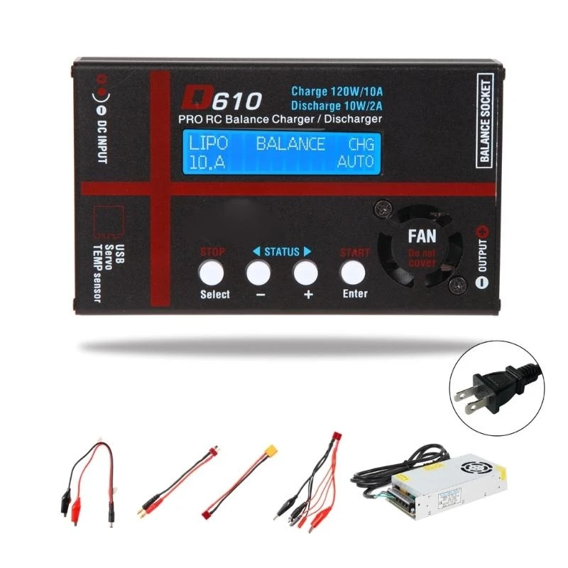 E56B 120W 10A Balance Discharger for 1-6s LiFe/LiHV 1-15s NiCD/NiMH 2-20V PB Battery with LCD Display