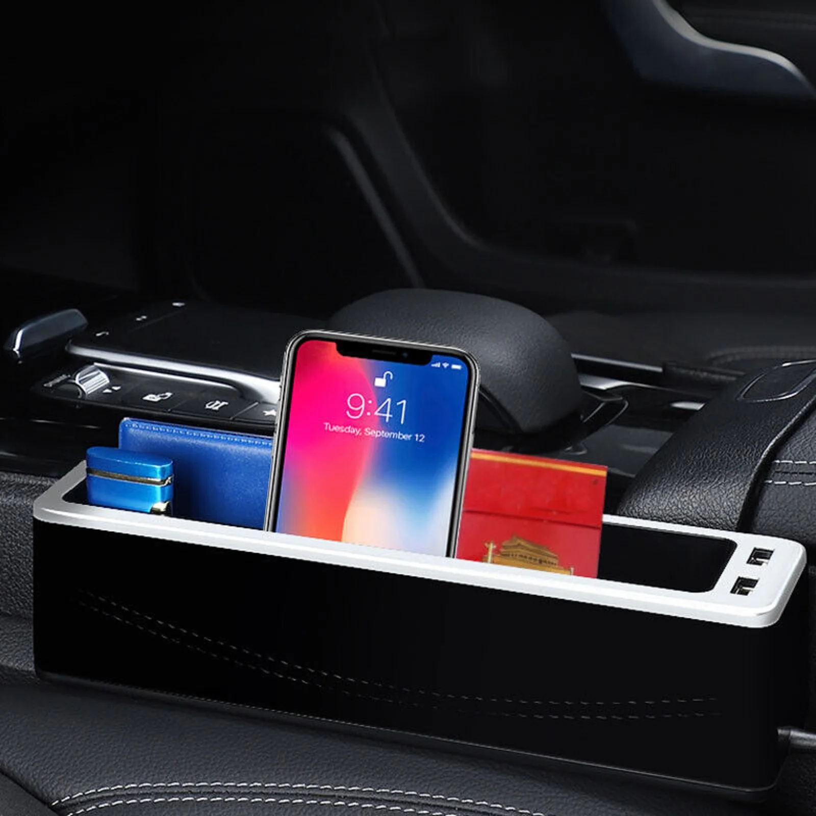 Car Seat Gap Holder Storage Box Metal ABS Universal Crevice Side Pockets Driver Front Auto Seat Gap Filler Organizer In the Car