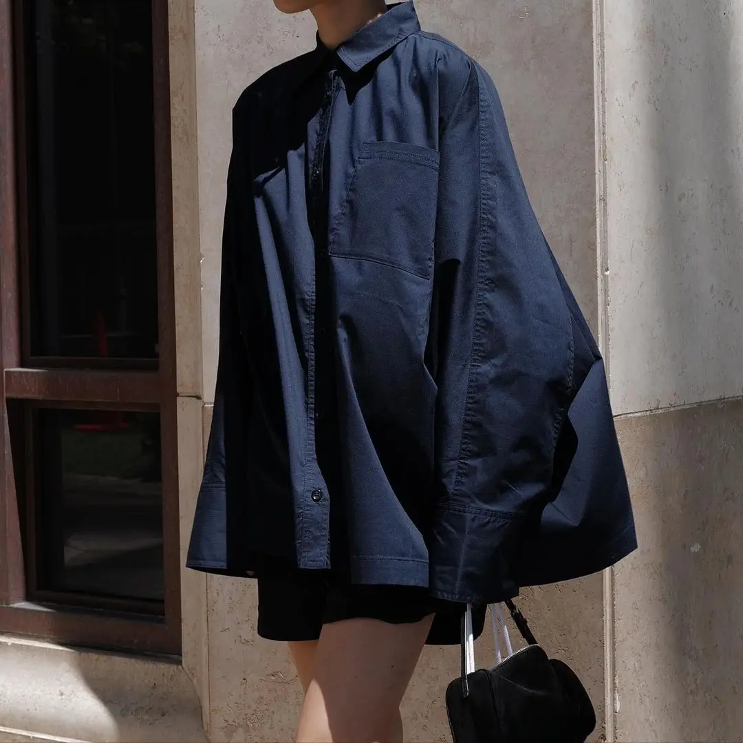 

Gagarich Early Autumn New Japanese Retro Fashionable Casual Silhouette Loose Shirt Collar Loose Long Sleeved Shirt Women