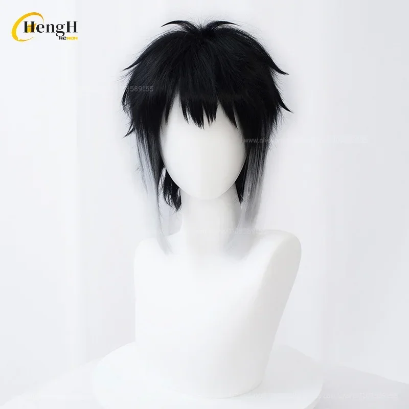 Peruka Syntetyczna Ryunosuke Akutagawa Cosplay Anime Krótka 30cm Czarno-Biała Gradientowa Odporna na Ciepło Halloween Party Nowe Peruki