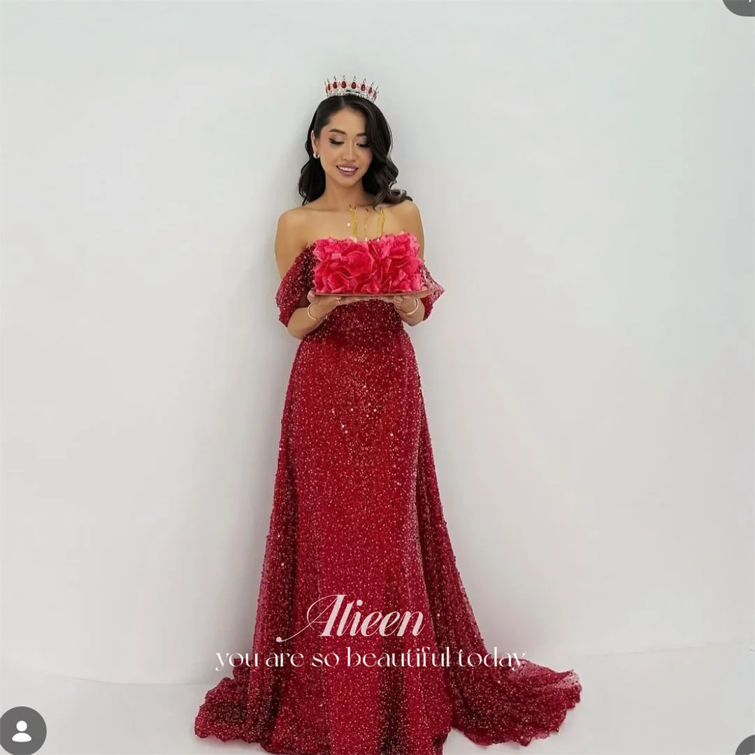 

Aileen Sequin Off The Shoulder Burgundy A-Line Evening Dress 2026 Prom Dress Party Glamorous Formal Evening Customized 2026