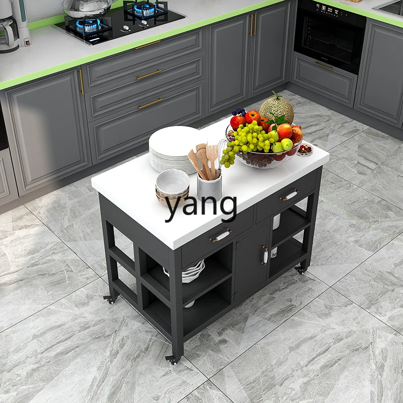 LTT open kitchen mid-island marble pantry storage multi-functional cooking table removable