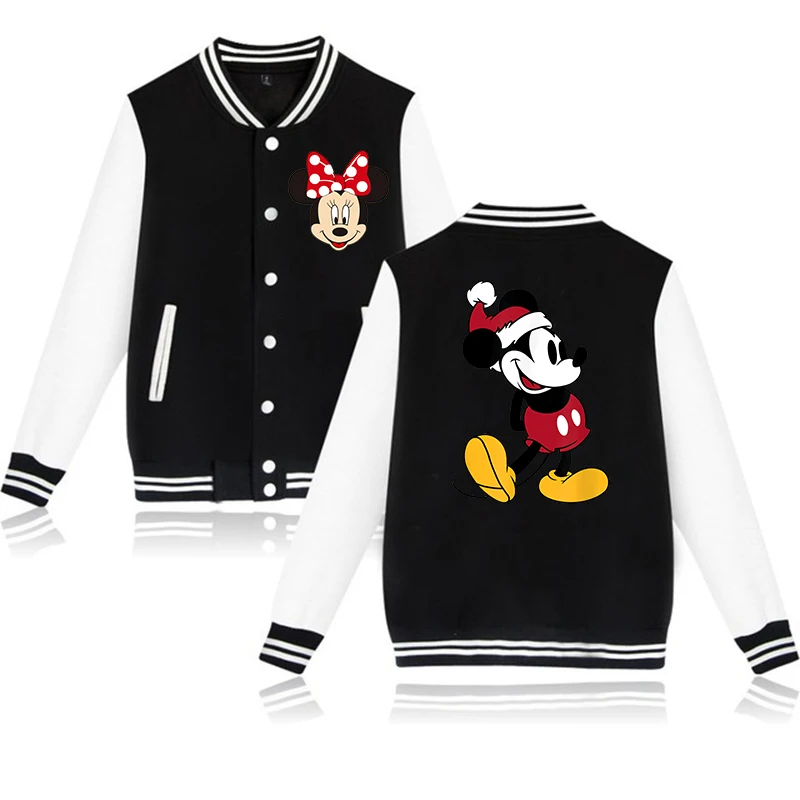 90s Hoody Men Women  Baseball Jacket Disney Mickey Minnie Mouse Hoodie Clothes Kid Girl Boy Jackets Sweatshirt Baby Top Children