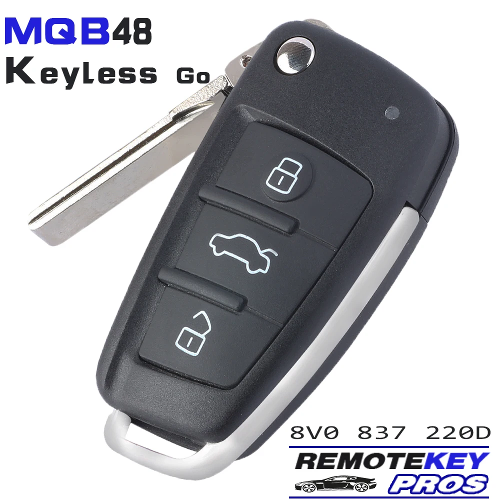 DIYKEY P/N: 8V0837220D, 8V0 837 220 D Keyless Go MQB 48 Chip 433 МГц Fob Flip Remote Key 3B для Audi A3 S3 2012 2013 2014 2015