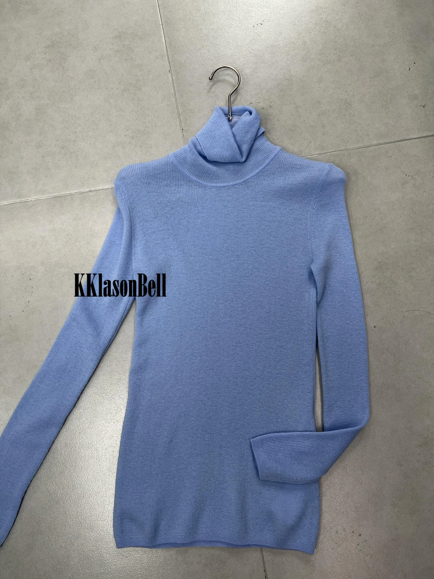 12.4 KKlasonBell Turtleneck Knitted Top Slim Solid Color Long Sleeve Pullover Sweater Women