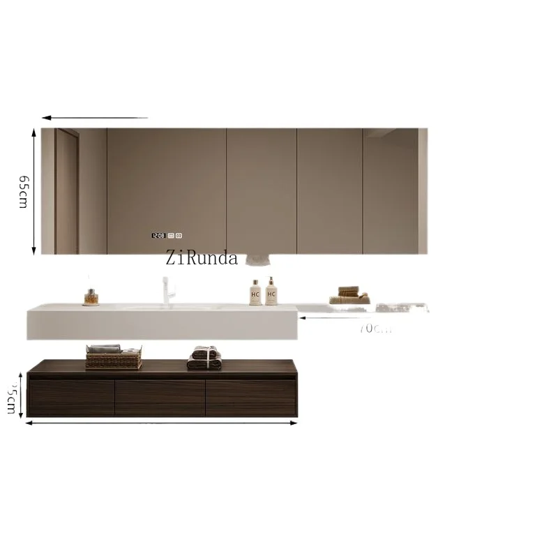 Rock slab hot bending integrated antique bathroom cabinet wash toilet extended wash basin toilet seamless washbasin