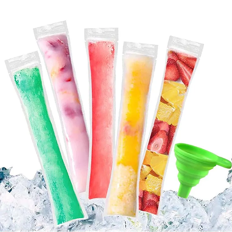 100 PCS Pop Bags Pop Mold Bags Popsicle Pouches DIY Popsicle Mold Bags BPA Free Ice Pop Pouch For Yogurt Frozen Candy Kitchen