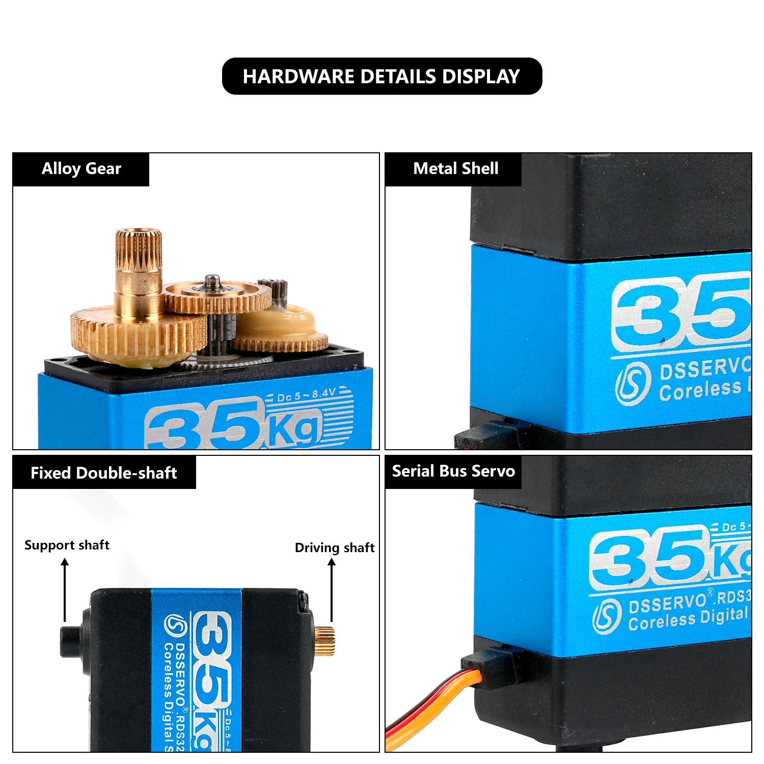 Motor servo coreless digital RDS3235 35kg 180/270 °   Engrenagem de metal de alto torque com suporte para automação industrial DIY de robô RC