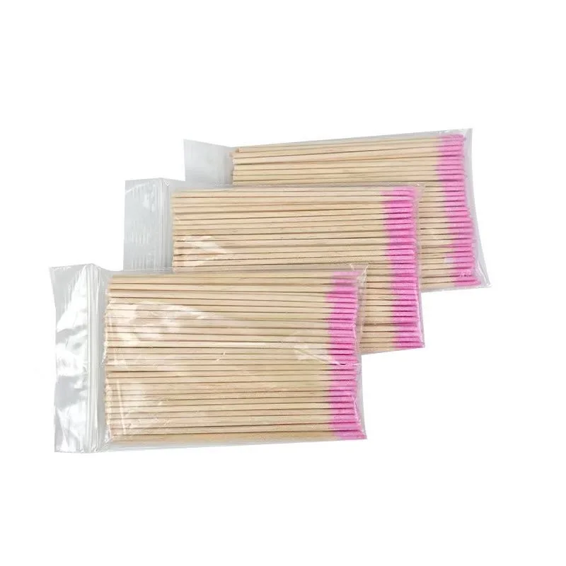 100Pcs Nägel Holz Spitze Baumwolle Stick Knospen Einweg Ultra-Detail Corrector Nagellack Entferner Sauber Sticks Maniküre Werkzeuge